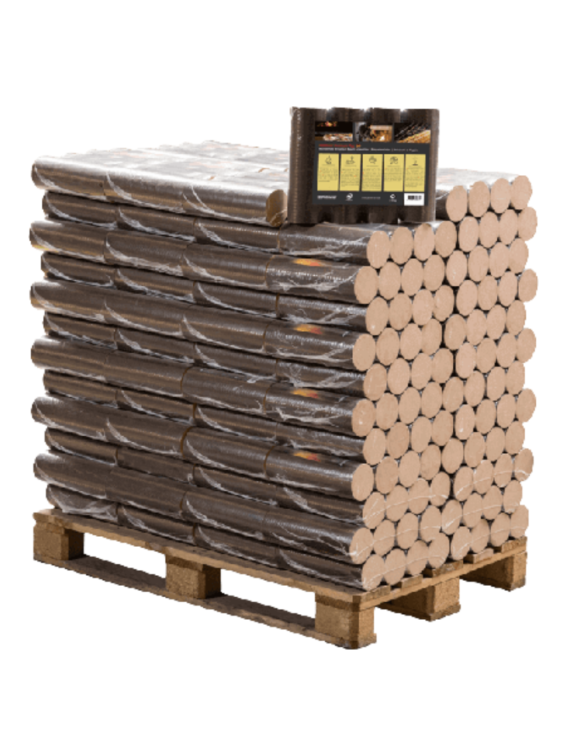 Briquettes rondes de hêtre – Palette 96 paquets x 10 kg (960 kg)